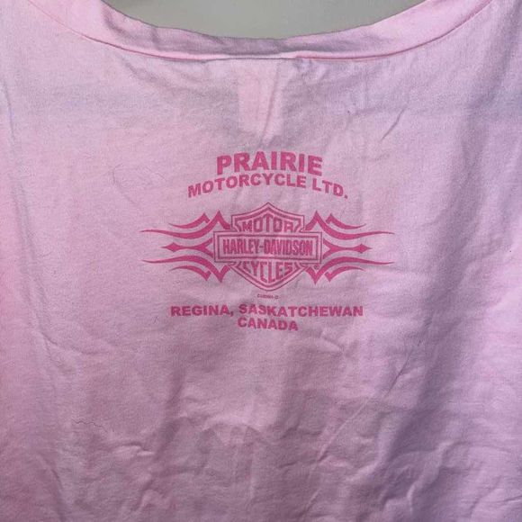 Pink Harley-Davidson Tee shirt with ruffled sleeves - Picture 3 of 4